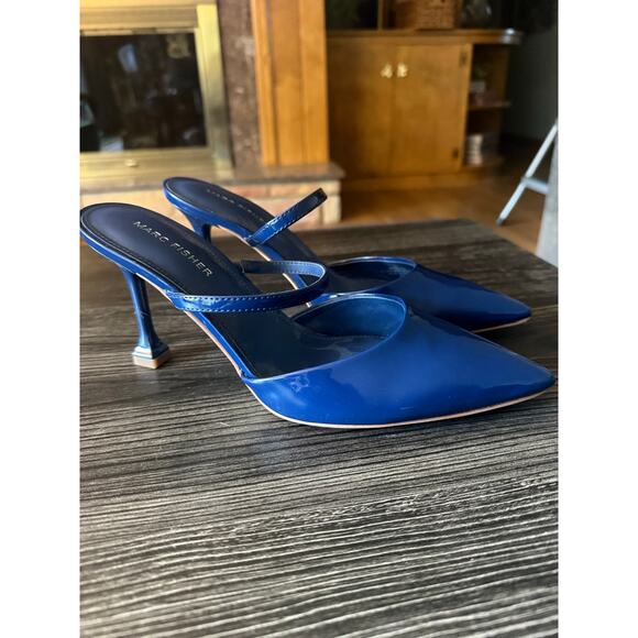 Marc Fisher Hadais Navy Blue Heeled Mule Sz. 8 - Picture 6 of 8